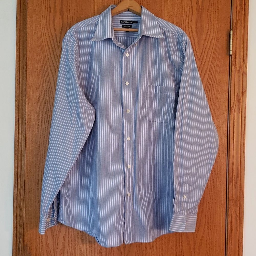 Croft & Barrow Button-Down Dress Shirt Vertical Stripes Sz 17.5 (36/37)